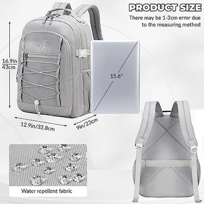 Lanola Travel Business Study Water Resistant Casual Backpack Lightweight Student School bag for Men Women - Gray - color: Grey