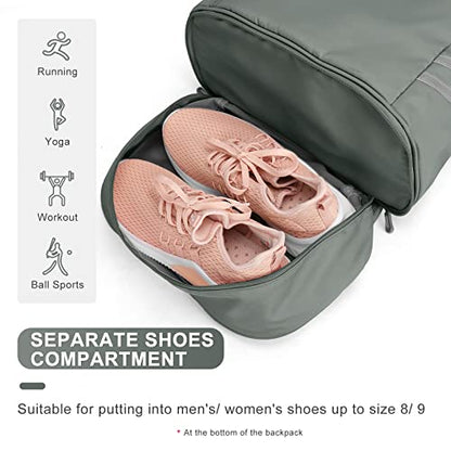 coofay Gym Backpack For Women, Gym Bag with Shoe Compartment - color: A-olive Green, size: Small