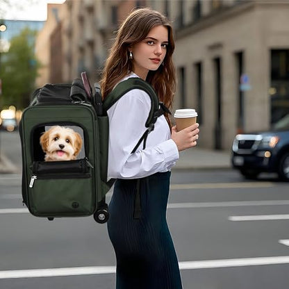 EliteField Deluxe Backpack Pet Carrier (3 Year Warranty, Airline Approved), Travel Soft-Sided Carrier Bag for Dogs, Cats & Small Pets - color: Army Green, size: 21.0"L x 14.0"W x 10.0"H