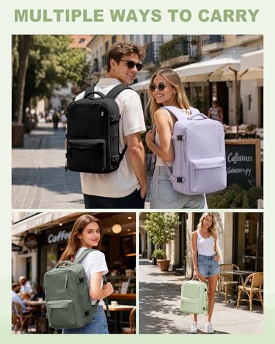 VECAVE 18x14x8 TSA-Approved Personal Item Backpack – Under Seat Carry-On Travel Bag for Women, Fits 15.6" Laptop, with Water Bottle & Shoe Pouch, Airline Travel Backpack Flight approved Green. - color: H8-green, size: Large