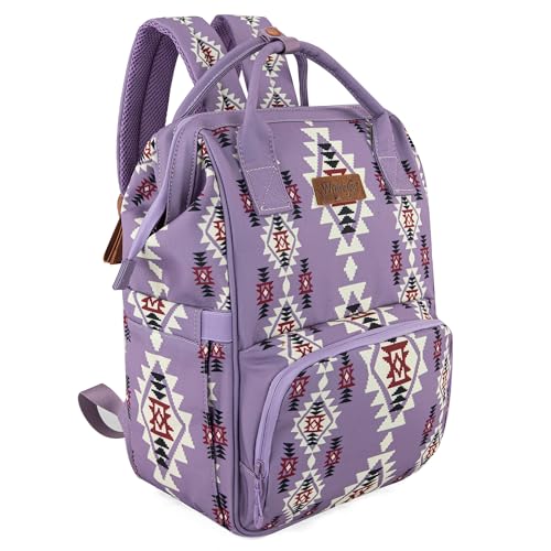 Wrangler Aztec Backpack Organized Daypack Travel Baby Bag with Stroller Strap and Side Bottle Pockets WG2204-9110LV - color: Angel Lavender