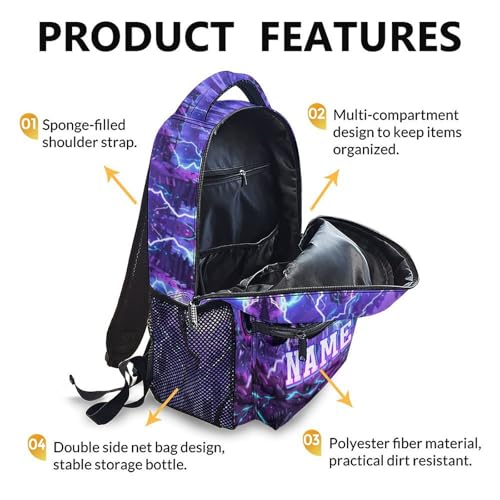 Boys Backpack Truck Backpacks Personalized Name for Kids Toddler, Large Capacity Bookbag for School Travel Outdoor - color: Purple
