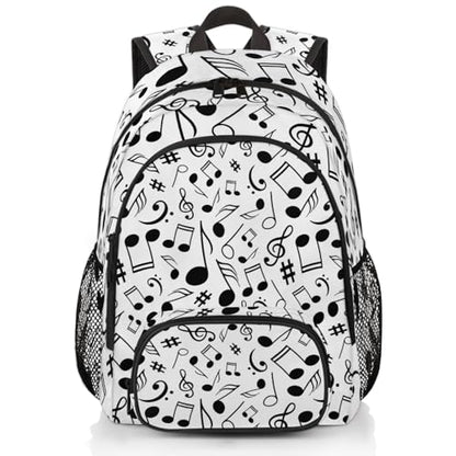Black And White Music Laptop Backpack for Women Men, Musical Notes Work Travel Computer Backpacks, 18.3 Inch Large Computer Nurse Teacher Bags Casual Daypack - color: Multicolor 16