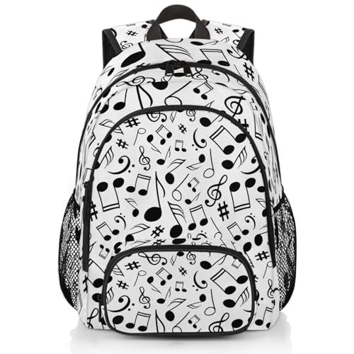 Black And White Music Laptop Backpack for Women Men, Musical Notes Work Travel Computer Backpacks, 18.3 Inch Large Computer Nurse Teacher Bags Casual Daypack - color: Multicolor 16