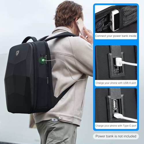 FENRUIEN Hardshell Backpack Expandable,Anti Theft Laptop Backpack for Men with USB Port,Water Resistant Computer Bag 17.3 Inch for Travel/Business