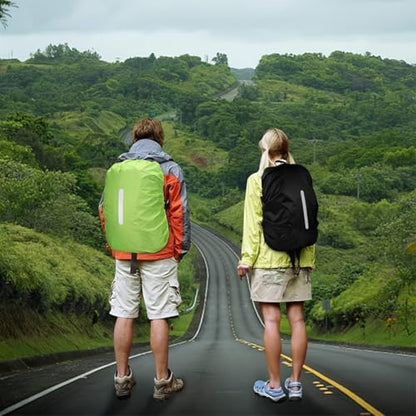 2 Pack Waterproof Backpack Rain Cover,Reflective Rucksack Rain Cover - Heavy-Duty Protection for Hiking, Camping,XL(65L - 75L) - color: black+green