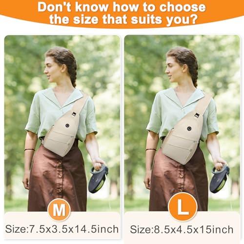 Pritent Crossbody Bags for Women Men Trendy Sling Bag Backpack Casual Chest Bag with Convertible Shoulder Strap - color: Beige, size: Large