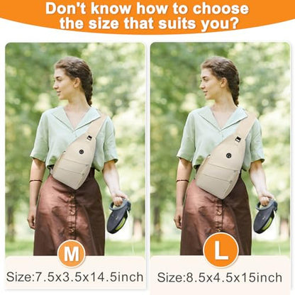 Pritent Crossbody Bags for Women Men Trendy Sling Bag Backpack Casual Chest Bag with Convertible Shoulder Strap - color: Beige, size: Large