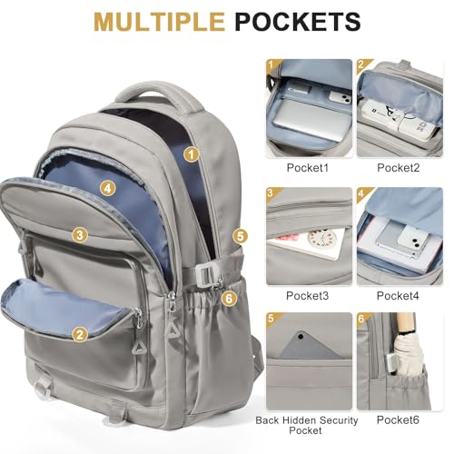 Cute Backpack for College Students Waterproof School Bag High School Backpacks for Teens Girls Boys Laptop Bookbag Casual Daypacks Backpacks for Women Men（Gray Brown） - color: B3-gray Brown