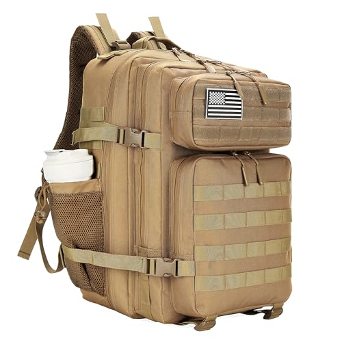 Lovelinks21 45L Tactical Assault Backpack 3 day assault pack with Molle Waterproof backpack Rucksack for Tactical Backpacks (khaki) - color: Khaki