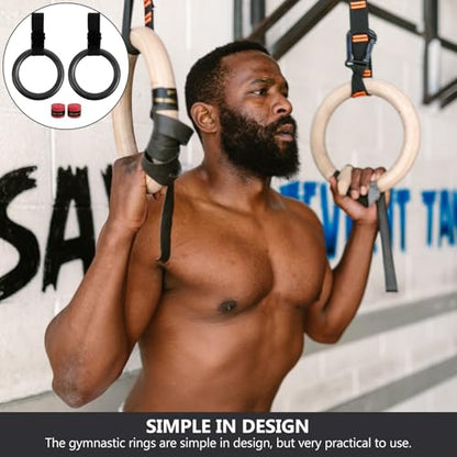 Adjustable Fitness Rings with Nylon Straps, Portable Gymnastics Rings Set for Home and Campus Workout, Sturdy Bodyweight Training Equipment for Strength and Calisthenics Random