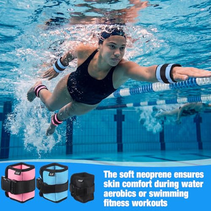 Arrowbash 3 Pairs Ankle Weights for Men Women 0.5lb/1lb/1.5lb Adjustable Swimming Ankle Wrist Weights Bands Set for Pool Aqua Cuffs Aerobics Fitness Jogging Walking Running Yoga - color: Pink Blue Black