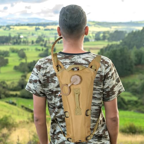 4 Pack Tactical Hydration Backpack with 3L Water Bladder Military Daypack Water Backpack Lightweight Hydration Back Pack for Running Cycling Climbing Hiking for Men Women - style: Khaki