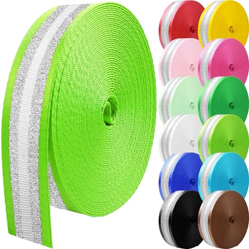 10 Yards Nylon Webbing 1.5 Inch 2 Inch Nylon Strap Webbing Straps Backpack Straps Nylon Belt for Indoor or Outdoor Gear, DIY Crafting, Handles, Luggage, Slings - color: Fluorescent Green-10 Yards, size: 1.5 inch