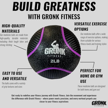 Gronk Fitness Premium Medicine Ball | Non-Slip Weighted Medicine Ball | Great Wall Ball for Full Body Workouts | Perfect for Strength & Conditioning Exercises - size: 2