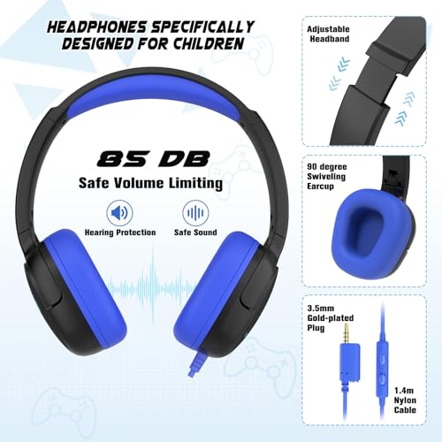 Bevalsa Backpack for School Boys,Cool Luminous Gamer Boys Backpacks with Wired Headphones Lunch Box Pencil Case,Kids Schoolbag for Kindergarten Elementary School(Blue Game Backpack with Headphones) - color: Blue Game, style: Backpack With Headphones