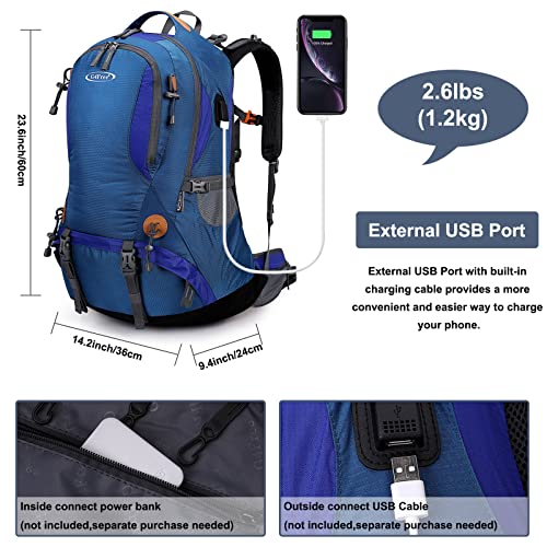 G4Free 50L Hiking Backpack Waterproof Daypack Outdoor Camping Climbing Backpack with Rain Cover for Men Women - color: Blue01