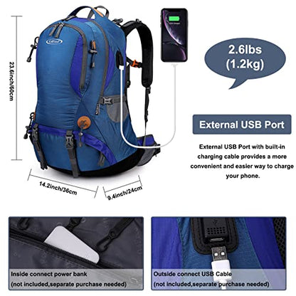 G4Free 50L Hiking Backpack Waterproof Daypack Outdoor Camping Climbing Backpack with Rain Cover for Men Women - color: Blue01