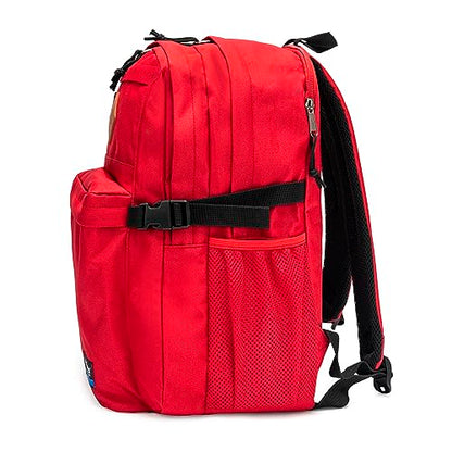 K-Cliffs Classic Backpack Basic Student Campus Daypack Simple Travel Rucksack with Laptop Compartment Bottle Holder Padded Straps Red - color: Red