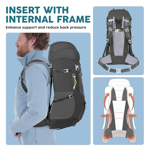 N NEVO RHINO Internal Frame Hiking Backpack 50/60/65/70/80L, Mountain Climbing Camping Backpack Daypack Waterproof Rain Cover | Mountain Climbing - color: 07 Grey, size: 45+5L