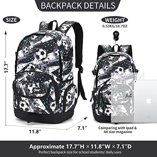 rickyh style School Backpack Travel Bag for Men & Women Lightweight College Back Pack with Laptop Compartmen - color: 04football Black