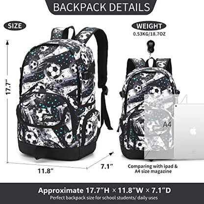 rickyh style School Backpack Travel Bag for Men & Women Lightweight College Back Pack with Laptop Compartmen - color: 04football Black