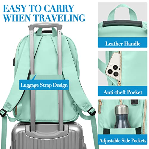 Laptop Backpack Women Big Student Bookbag Middle High School Teen Girls | College Daypack, Water Resistant - color: Light Green, size: 17.3 Inch