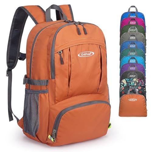 G4Free 40L Lightweight Packable Hiking Backpack, Waterproof Travel Daypack - color: Orange