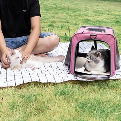 GAPZER Pet Carrier for Large and Medium Cats, Soft-Sided Pet Carrier for Big Medium Cats and Puppy Dog Carriers Cat Carriers, Pet Privacy Protection Travel Carrier - color: Pink