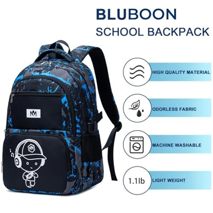 Bluboon Kids Backpack Boys Camo Bookbag Teens Elementary School Bag Daypack Travel Back Pack Middle school (Camo-princekin) - color: Camo-princekin