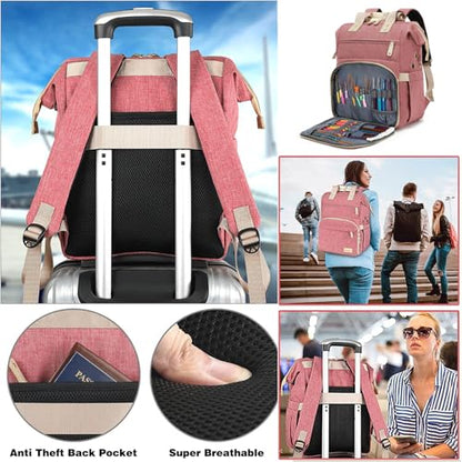 LTINVECK Knitting Bag Backpack,Yarn Storage Organizer Travel Crochet Bag,Large Capacity Tote Bag Yarn Holder Case for Carrying Projects, Knitting Needles, Crochet Hooks Pink - color: Pink