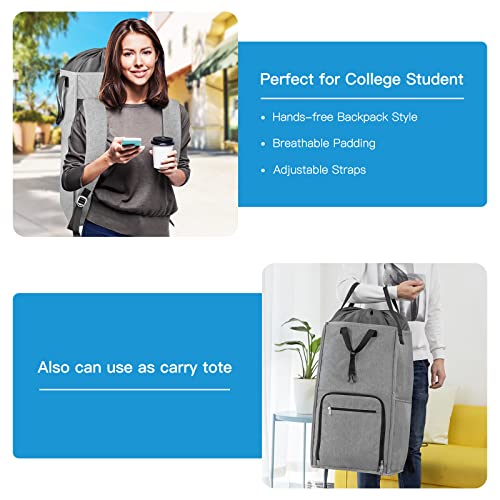 Bukere Laundry Backpack Bag, Extra Large 2 in 1 Laundry Hamper Basket for College Students Dorm Essentials, Adjustable Shoulder Straps, Freestanding Laundry Bag(Grey&Grey) - color: Grey&Grey