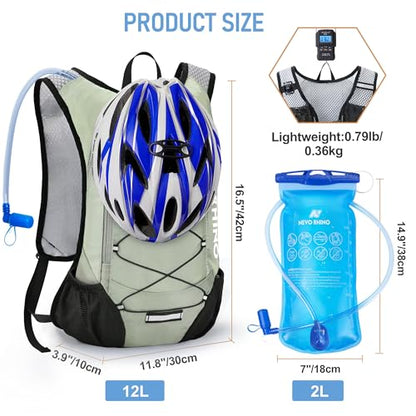 Lightweight Hydration Backpack, Running Backpack with 2L Water Bladder - color: Light Grass Green