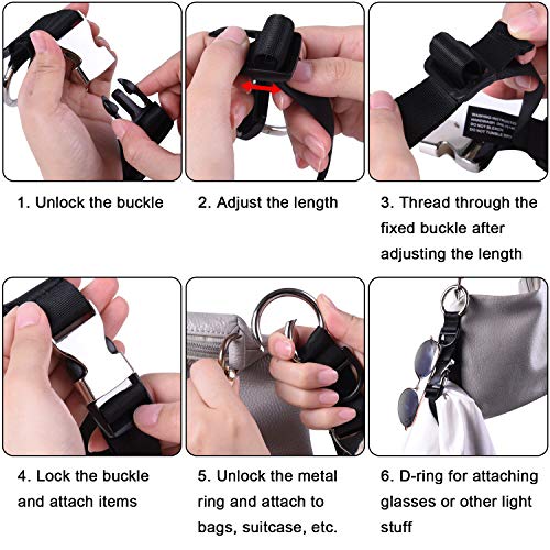 Wisdompro Jacket Gripper Strap, Add a Bag Luggage Straps Baggage Suitcase Belts Travel Accessories with Hook and D-Ring - Make Your Hands Free, Easy to Carry Your Extra Bags - Black - color: Black