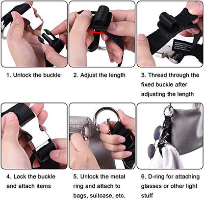 Wisdompro Jacket Gripper Strap, Add a Bag Luggage Straps Baggage Suitcase Belts Travel Accessories with Hook and D-Ring - Make Your Hands Free, Easy to Carry Your Extra Bags - Black - color: Black