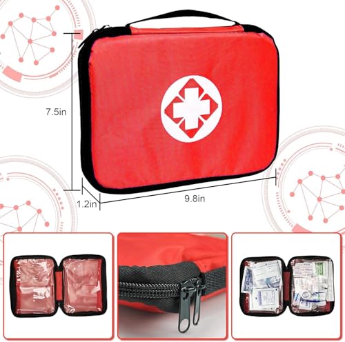 Travel-First Aid-Kit Car-Home 300PCS Survival-Kit Outdoor-Adventure - Small Portable Red Emergency Essential Sets Office Hiking Camping Business Public Must Have First Aid Gear Equipment 1st Aid - style: Red-300Pcs
