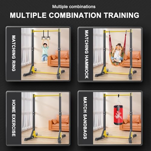 Power Tower, Portable Pull-up Bar Station, Free Standing Pull Up Bar for Home Gym, Pull Up Tower Station 400LBS with 11 Gym Strength Training Workout Equipment