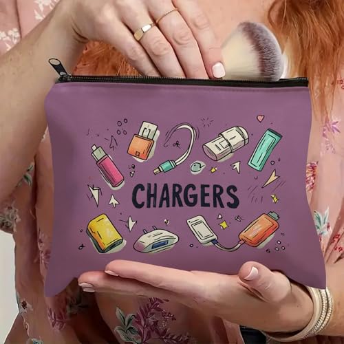 Plugs Cables & Chargers - Makeup Bag for Women Travel - Zipper Cosmetic Storage Bag with Vibrant Designs, Soft Fabric & Multi-Use Functionality (Gift for Birthdays, Graduation, Christmas) (Style G) - style: Style G