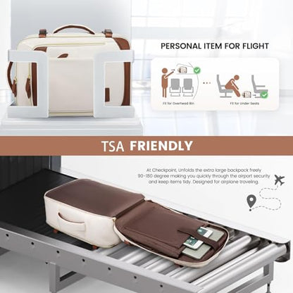LOVEVOOK Travel Backpack Carry On Airline Approved, 50L Large Backpack with 3 Packing Cubes, TSA Travel Essentials Carry On Bag, Waterproof Weekender Overnight Luggage Daypack, Fits 18 Inch Laptop - color: D-beige-brown, size: XLarge - 18.5 Inch - 50L - 4