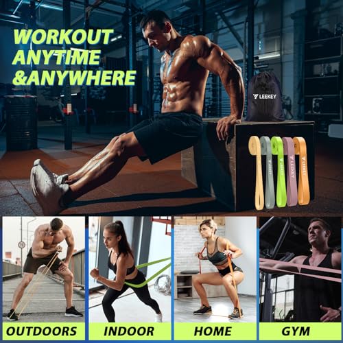 LEEKEY Pull Up Assistance Bands,5-125LB Resistance Bands with Grip、Door Anchor、Gym Bag - Exercise Bands for Full-Body Training, Fitness, Physical Therapy -USA Original Patent - style: 5-125LBS MORANDI