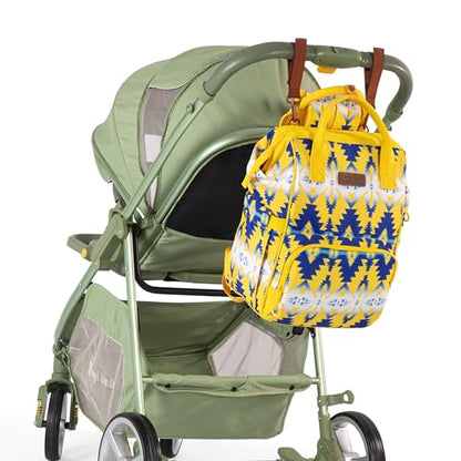 Wrangler Aztec Backpack Organized Daypack Travel Baby Bag with Stroller Strap and Side Bottle Pockets - color: Angel Yellow