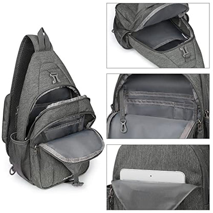 G4Free Sling Bag for Men and Women, RFID Blocking Crossbody Bag, Lightweight Sling Backpack for Travel, Hiking, Walking and Daily Use - color: Dimgray