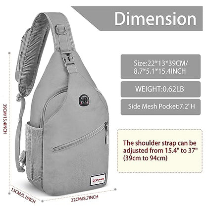 ZOMAKE Sling Bag,Small Crossbody Sling Backpack,Water Resistant Shoulder Daypack for Travel,Anti Thief Chest Bag for Hiking(Grey(New)) - color: Grey(new)