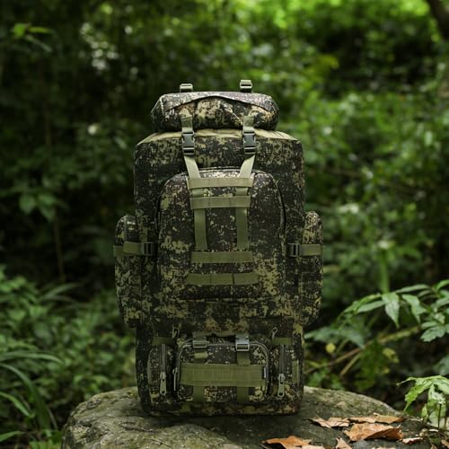 100L Camping Hiking Backpack,Molle military Tactical rucksack backpack,Waterproof Lightweight Hiking Backpack - color: Pixel Tie-dye