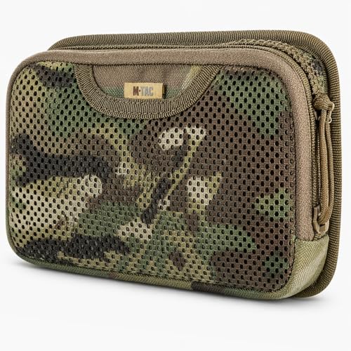 M-Tac Mesh Organizer Pouch with Hook & Loop Backing, EDC Tactical Admin Pouch, Backpack Organizer Insert, Small Gear Utility Bag - color: Multicam