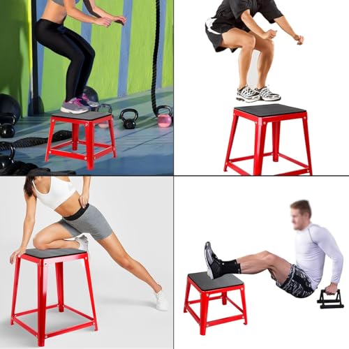 Plyometric Platform Box, Plyometric Box Jump Set For Home Gym Training, Conditioning, Strength Training - color: Set of 4 Red