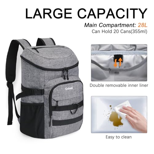Cooler Backpack Insulated Leak Proof,Small Soft Coolers Bag for Men and Women Camping,Travel,Beach,Hiking,Picnic - color: Grey