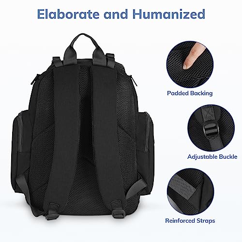 Mancro Backpack Diaper Bag, Waterproof Boy Travel Bag for Dad and Men, Large Multi-Function, Many Pockets, Lightweight, Stylish Diaper Backpack, Black - color: Black