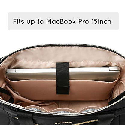 mommore Breast Pump Bag Diaper Tote Bag with 15 Inch Laptop Sleeve Fit Most Breast Pumps Like Medela, Spectra S1,S2, Evenflo - color: Black