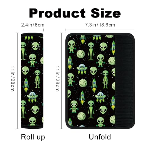 DOODLREAM 2Pcs Soft Auto Seat Belt Cover Pads, Alien Space Car Seatbelt Shoulder Cushion for Comfortable Driving, Compatible with All Cars' Seatbelt and Backpack Straps 11x2.4inch - color: Alien
